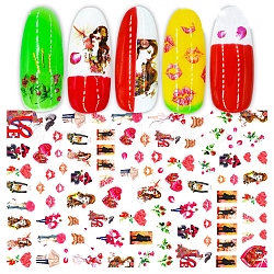 Art des ongles de la saint-valentin stickers, auto-adhésif, autocollant, pour les décorations d'ongles, coeur & lèvre & humain, colorées, 123x80mm