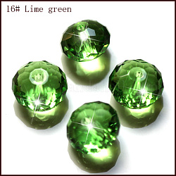Imitazione branelli di cristallo austriaco, grado aaa, sfaccettato, rondelle, verde chiaro, 8x5.5mm, Foro: 0.9~1 mm