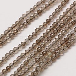 Cuarzo ahumado natural, hilos de perlas reronda, teñido, 2mm, agujero: 0.8 mm, aproximamente 184 pcs / cadena, 16 pulgada