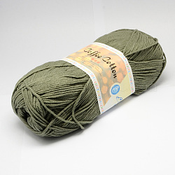 Soft Hand Knitting Yarns, with Cotton, PAN Fiber and Coff Extract, Dark Olive Green, 2.5mm, about 100g/roll, 5rolls/bag