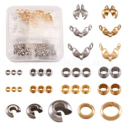 304 kits de fornituras de acero inoxidable, rizar perlas y puntas de perlas, color mezclado, 370 unidades / caja