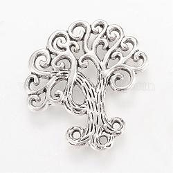 Tibetan Style Alloy Chandelier Components Links, Tree, Cadmium Free & Lead Free, Antique Silver, 28.5x27x2mm, Hole: 1.5mm, about 305pcs/1000g