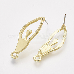 Accessoires de clous d'oreilles en alliage, avec épingles et boucle en acier, or clair, 27.5x9mm, Trou: 1.8mm, pin: 0.8 mm