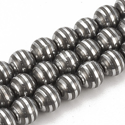 Electroplate Non-magnetic Synthetic Hematite Beads Strands, Round, Platinum Plated, 8mm, Hole: 1.5mm, about 51pcs/strand, 15.7 inch