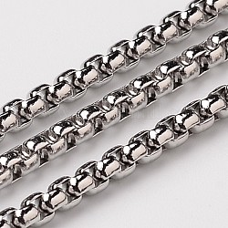 304 Acero inoxidable cadenas caja de cadenas venecianas, sin soldar, color acero inoxidable, 2.5x2.5mm