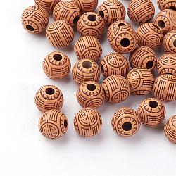 Perlas de acrílico de madera de imitación, redondo, Perú, 11mm, agujero: 3.5 mm, aproximamente 690 unidades / 500 g
