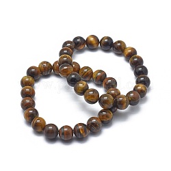 Natürliches Tigerauge Perle Stretch-Armbänder, Runde, 2 Zoll ~ 2-3/8 Zoll (5~6 cm), Perle: 5.8~6.8 mm