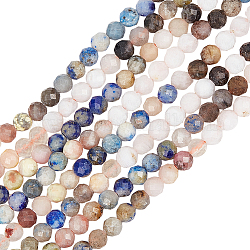 Beebeecraft 2 Strands Natural Mixed Gemstone Beads Strands, Faceted, Round, 3~3.5mm, Hole: 0.6mm, about 117~126pcs/strand, 15.16''~15.55''(38.5~39.5cm)