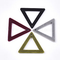 Флокированные акриловые подвески, треугольные, разноцветные, 28x32x2 мм, отверстие : 1.5 мм