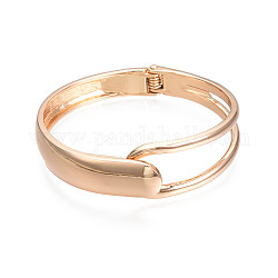 Bracelet manchette ouvert en laiton, bracelet large à charnière pour femme, or, diamètre intérieur: 2x2-3/8 pouce (5.2x5.95 cm)