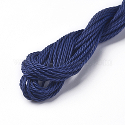 Cordón redondo de poliéster encerado, cordón encerado de taiwán, cuerda retorcida, azul de Prusia, 1mm, alrededor de 9.79~9.84 yarda (8.96~9 m) / rollo