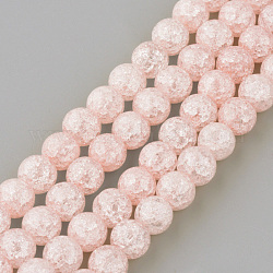 Crackle sintetico perle di quarzo fili, tondo, tinto, roso, 6mm, Foro: 1 mm, circa 66pcs/filo, 15.7 pollice