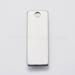 201 Stainless Steel Pendants, Rectangle, Stamping Blank Tag, Stainless Steel Color, 25x9x1mm, Hole: 2.5mm