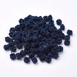 Perlas de tejido de poliéster, redondo, azul de Prusia, 6x5mm, agujero: 4 mm, aproximamente 200 unidades / bolsa
