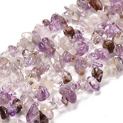 Brins de perles de quartz lodolite violet naturel, pépites, 5~14x2~7x1~6mm, Trou: 1mm, 32.67~33.07 pouce (83~84 cm)