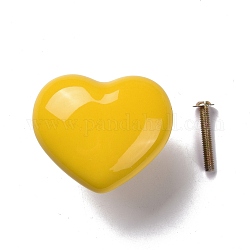 Дверные ручки из фарфора в форме сердца, кухонный ящик тянет ручки шкафа, с железными винтами, золотые, 43.5x51x36 мм