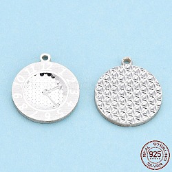 925 серебряный шарм, часы, серебряные, 14x12x1 мм, отверстие : 1 мм