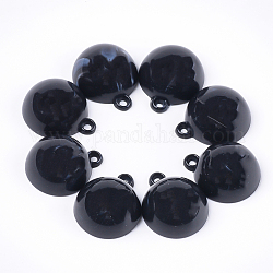 Acrylic Pendants, Imitation Gemstone Style, Half Round, Black, 18.5x15.5x8mm, Hole: 1.6mm, about 398pcs/500g
