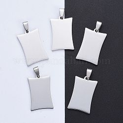304 Stainless Steel Pendants, Manual Polishing, Blank Stamping Tags, Rectangle, Stainless Steel Color, 31x20x1.8mm, Hole: 4.5x8.5mm