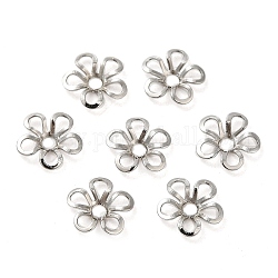 Messing Perle Kappen & Kegel Perlen, 5-Blütenblatt Blüte, Platin Farbe, 9x9x2 mm, Bohrung: 1.8 mm