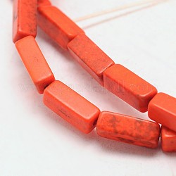 Sintética de color turquesa teñida hebra de perlas rectángulo, rojo naranja, 12x4x4mm, agujero: 1 mm, aproximamente 33 pcs / cadena, 15.3 pulgada