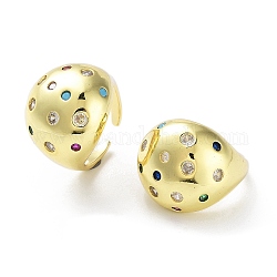 Laiton avec anneaux de manchette ouverts en zircone cubique colorée, véritable 16k plaqué or, diamètre intérieur: 17 mm