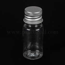 ПЭТ пластиковая мини-бутылка для хранения, дорожная бутылка, для косметики, крем, лосьон, жидкость, с алюминиевой винтовой крышкой, платина, 2.2x5.45 см, емкость: 10 мл (0.34 жидких унции)