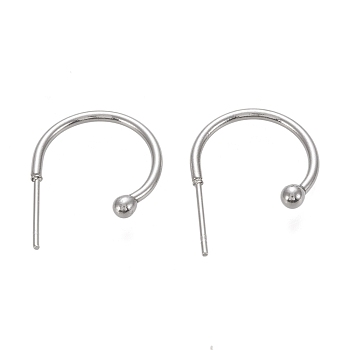304 Stainless Steel Earring Hooks, with 316 Surgical Stainless Steel Pin, Stainless Steel Color, 16x21x3mm, Pin: 0.8mm