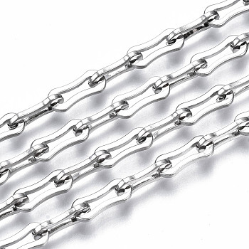 304 Stainless Steel Link Chains, with Spool, Unwelded, Nickel Free, Stainless Steel Color, 14x6x1.5mm, about 32.81 Feet(10m)/roll