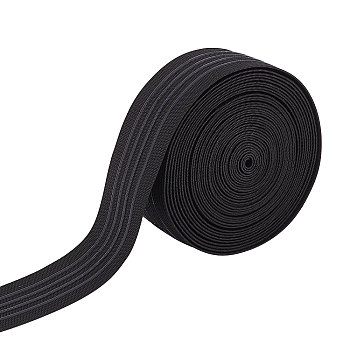 ポリエステル滑り止めゴムバンド  シリコンウェビング  衣類用アクセサリー  ブラック  37x1.5mm  約6ヤード/ロール（5.48m /ロール）。 SRIB-BC0001-01