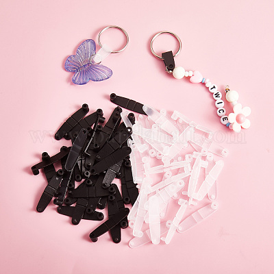 100 pièces 2 couleurs en plastique badge sangle clip mousqueton porte-clés  connecteur de porte-clés en plastique porte-clés clip pour porte-carte en  gros pour création de bijoux 