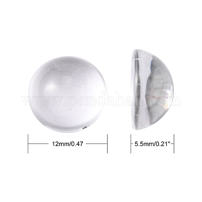 Transparent halbrund Glas Cabochons&nbsp;GGLA-R027-12mm-1