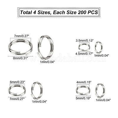 Wholesale UNICRAFTALE about 800pcs 4.5/5/7/8mm Split Key Rings Stainless  Steel Key Ring Metal Split Key Chain Keychain Rings for Crafts Home Car  Keys Organization 