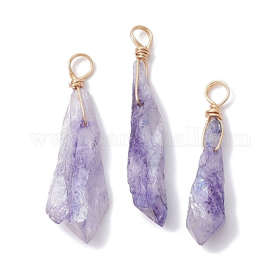 Wholesale Electroplate Natural Quartz Crystal Charms 