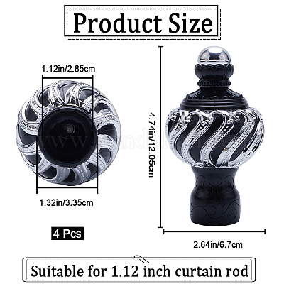 GORGECRAFT 4Pcs Curtain Finials Ends Caps White Metal Curtain Rod Covers Ends With Screw 28mm Cylindrical Curtain Pole Finials Heads For Home Office Curtain Roman Rod Decor Accessories 32 5x22 5mm