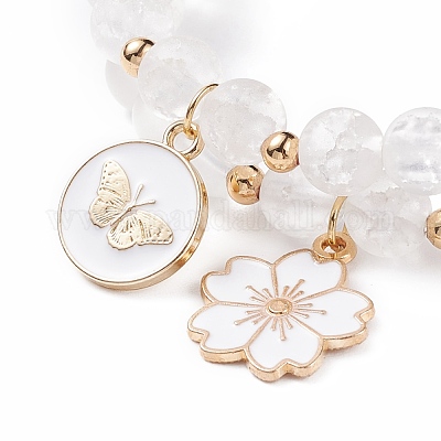 1pc Plum Blossom Shaped Sandy Gold & White Jade Pendant Necklace