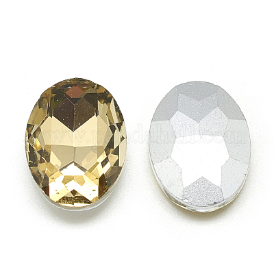Cabochons en verre avec strass de dos avec point&nbsp;RGLA-T080-6x8mm-04-1
