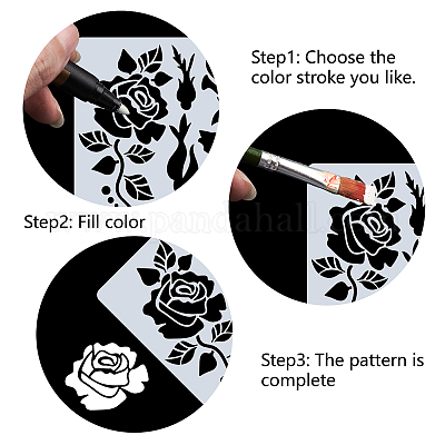 Rose Stencil Templates Large Flower Leaves Stencil Bloom Floral Pattern  Reusable Square Plastic Painting Stencils Sign for Scrapbooking Card Making
