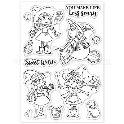 Wholesale GLOBLELAND Witch Clear Stamps for DIY Scrapbooking Decor