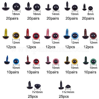 12mm Black Safety Eyes 10 Pairs, Eyes for Stuffed Toys and Animals