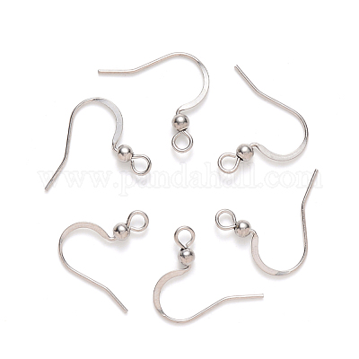 Pandahall 100pcs Stainless Steel Earring Hooks French Hook Earwire with  Loop End Fish Ear Wire for Jewelry Making 18.5x16.5mm Pin:0.7mm