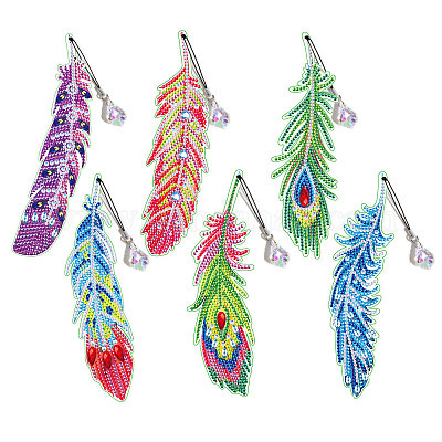 Wholesale DIY Feather Bookmark with Pendant Diamond Painting Kits 