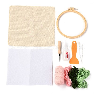 Wholesale DIY Peach Pattern Cotton Cup Mat Punch Needle Kits 