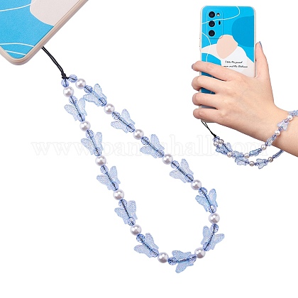 2 Cordini Per Telefono Con Perline E Fiocco – Decorativi E Anticaduta, In Tinta Con Perline Colorate