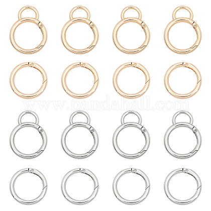 PandaHall 16pcs 2 Colors Round Spring Snap Hooks Clip Set DIY Accessories for Handbag Purse Shoulder Strap Key Chains Buckle Alloy Circle Round Metal Spring Key Ring with Fixed Eyelet KEYC-PH0001-92-1