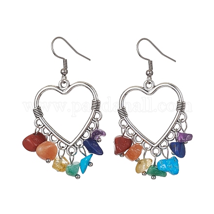 Natural Mixed Gemstone Chips Chandelier Earrings EJEW-JE05418-01-1