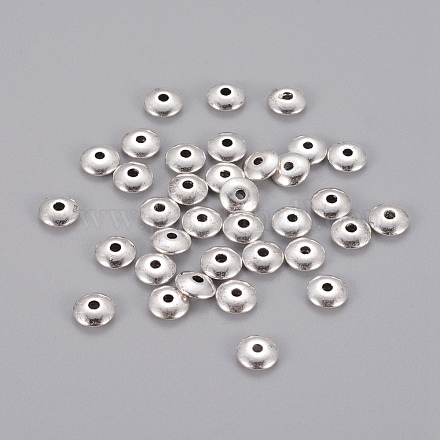 Perles d'espacement rondes plates de style tibétain en argent antique X-TIBEB-R020-AS-LF-1