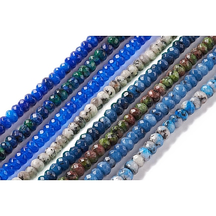 Dyed Natural Sesame Jasper/Kiwi Jasper Rondelle Beads Strands G-E316-A-1