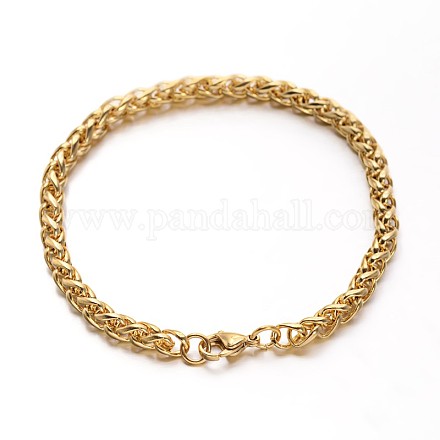 304 inoxydable blé en acier bracelets chaînes BJEW-O091-04G-1
