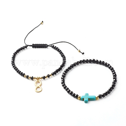 Set di braccialetti infiniti e incrociati con perline intrecciate per ragazze donne BJEW-JB06957-1